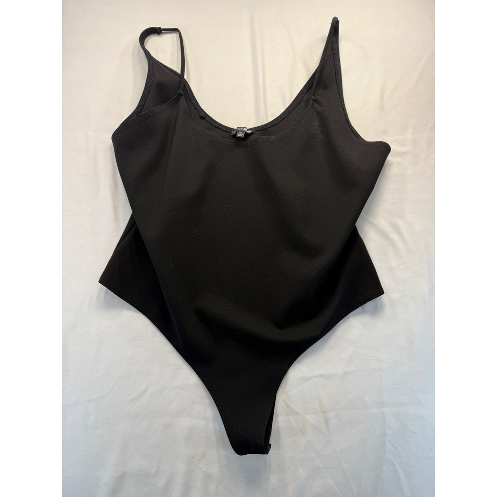 Fashion Nova Womens Bodysuit 3X Black Sleeveless Spaghetti Strap Scoop Neck Top